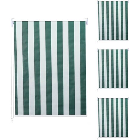 [NEUWERTIG] 4er-Set Rollo HHG-474, Fensterrollo Seitenzugrollo Jalousie, 120x230cm Sonnenschutz blickdicht grün/weiß