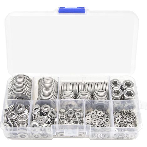 Kit Rondelles Métriques Plates Acier Inoxydable 304 580 Pièces M2 M3 M4 M5 M6 M8 M10 M12 Pour Bricolage Automobile (1/5)