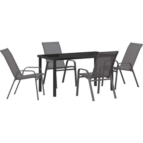 Maison Exclusive - Set da Pranzo per Giardino 5 pcs Grigio e Nero (1/5)