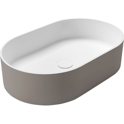 Vasque à poser THIN, Rockstone, 55x35cm, agila/blanc mat (1/2)