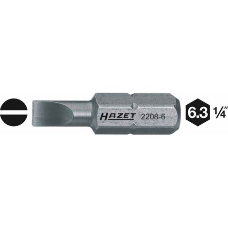 Bit 2208-8 1/4 Zoll (6,3 mm) Sechskant massiv Schlitz Profil SW 0,8 x 5,5 mm (1/2)