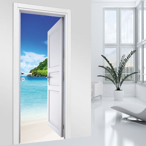 Stickers pour porte - Vue Mer - 63 x 205 cm - Adhésif MAT (1/2)