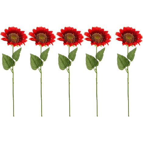 Set mit 6 künstlichen Sonnenblumen, große Kunstblumen sehen aus wie echte Dekoblumen – Orange (1/5)