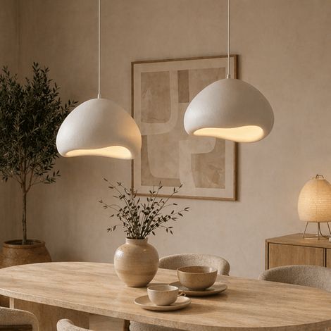 Luxus Hängelampe Weiß Ø50 cm und Ø50 cm – Fiberglashauben –