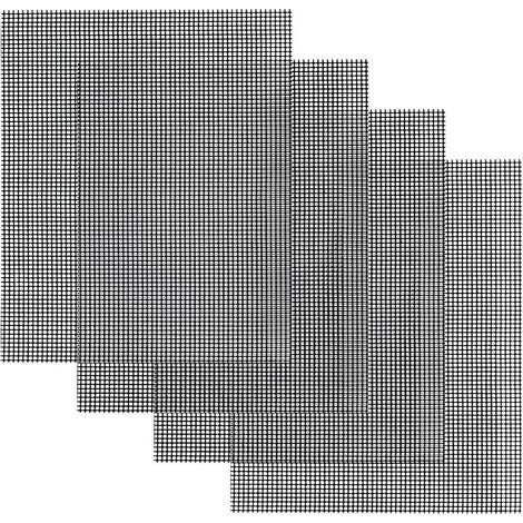 Tapis Barbecue,Feuille Barbecue Anti-adhésif Réutilisable et Résistant Maillage Barbecue pour Charbon Gaz Électrique Gril à Grillage Moi à Légumes Fruit de Mer des œufs 4 Packs