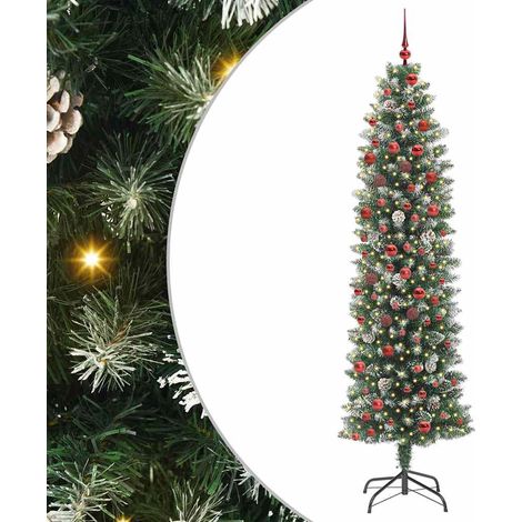 Albero di Natale Artificiale Sottile Verde e Bianco 210 cm vidaXL (1/5)