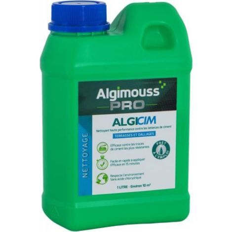 ALGICIM - 1 LITRE - Nettoyant voiles de ciment pour dallages et carrelages ALGIMOUSS - 006001