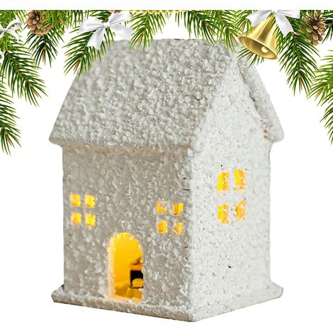 Maisons Blanches de Village de Noël Figurines Collector avec Éclairage LED Décorations de Table Maisons Enneigées pour Village Hivernal Pour Chambre Salon Bureau Église Dortoir Ferme Fête (1/5)