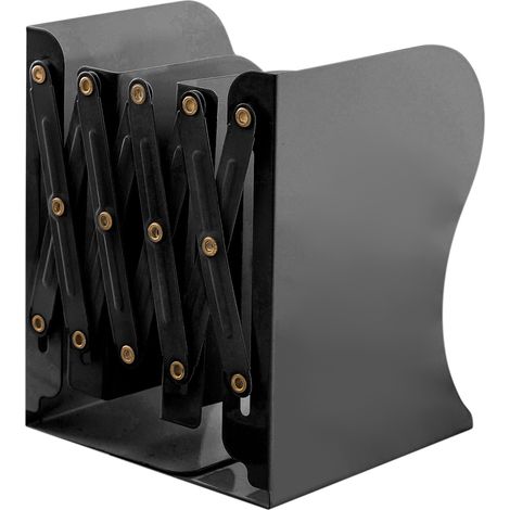 Lot porte-livres rétractable flexible grande taille sans autocollant en métal noir soutien de bureau pour bibliothèque (1/5)