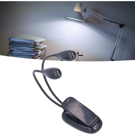 LED-Schreibtischlampe für Schüler und Studenten, augenschonende Leselampe, 360° drehbare Klemme, Doppelarm, vier Leuchten, weißes Licht (1/5)