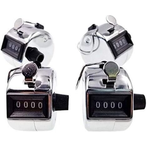Sollbry 4 x Compteur Manuel 4 Chiffres Manuel Clicker Compteur Mécanique Compteur avec métal Boucle, Argent (1/5)
