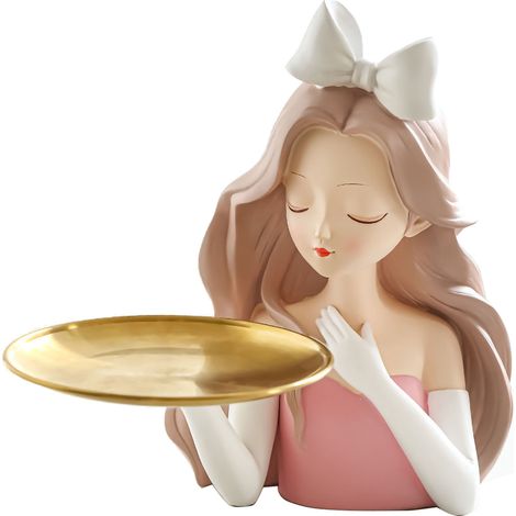 Sculpture Fille avec Noeud pour Entrée, Décor de Couloir, Plateau Décoratif Salon Chambre (1/5)