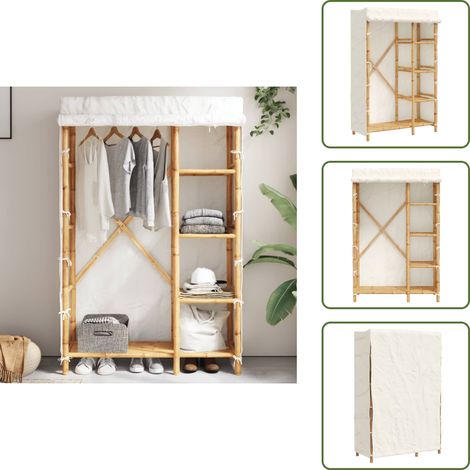 The Living Store Garde-robe 110x45x170 cm bambou - Garderobe - Armoire - Meuble Rangement - Bambou - Dressing (1/5)