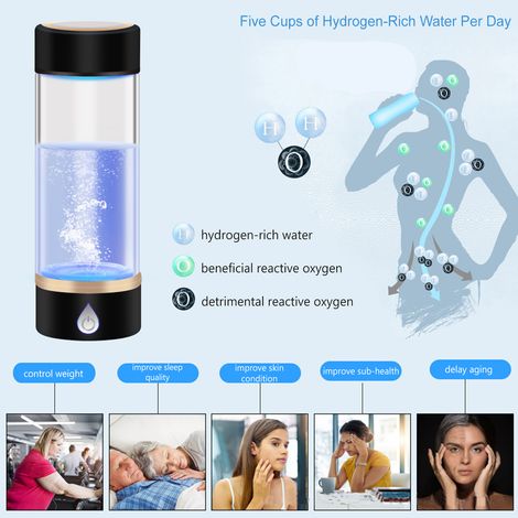 Bouteille portative avec générateur d'eau riche en hydrogène, tasse en verre Rechargeable, 420ml (1/5)