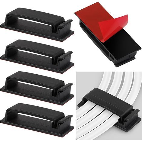 Clips autoadhesivos para cables, 50 unidades, para la organización de cables en la oficina. Clips adhesivos para cables, ideales para iluminación y decoración, talleres, oficinas en casa y uso en exte (1/5)