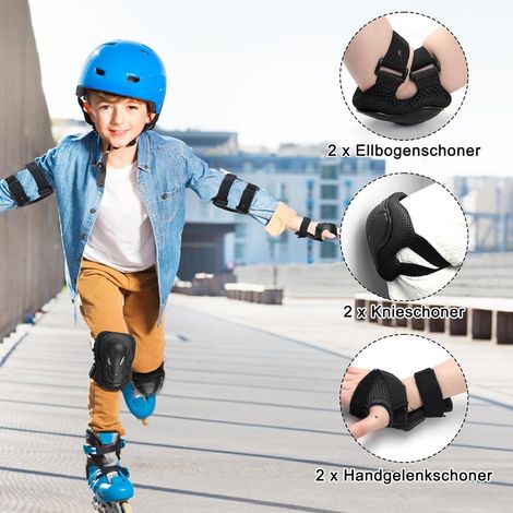 Knieschoner für Kinder, Knieschoner-Set für Kinder, 6-in-1-Schutzausrüstung für Inlineskates (3–8 Jahre), Ellbogenschoner, Handgelenkschützer für Scooter (1/5)