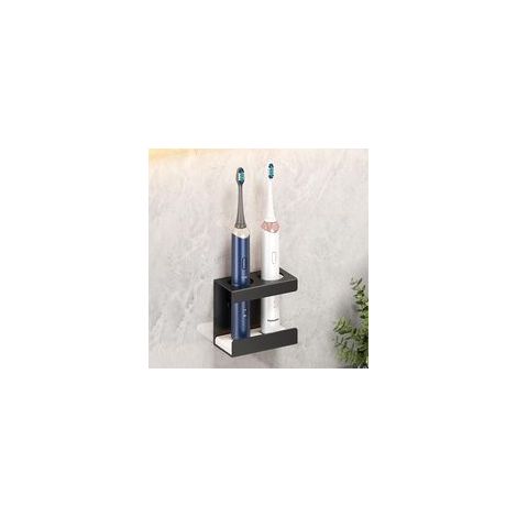 Porte Brosse à Dents Electrique 2 Trous, Support Brosse à Dent Électrique Mural, Range Brosse à Dent Mural, Rangement Brosse à Dent INOX, Accroche Brosse à Dent Noir, pour Salle de Bain