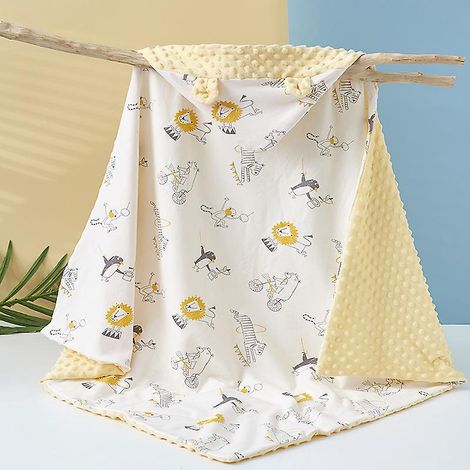 le Lion Couverture Bebe Coton Biologique,95x95cm, Couverture Nomade Bb Double Face Pour Garon Et Fille (1/3)
