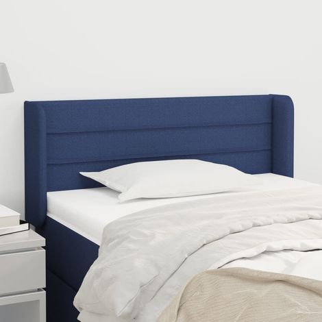 Tête de lit avec oreilles Style Classique Armoire de lit - Bleu 93x16x78/88 cm Tissu BV506717 - BonneVie (1/5)