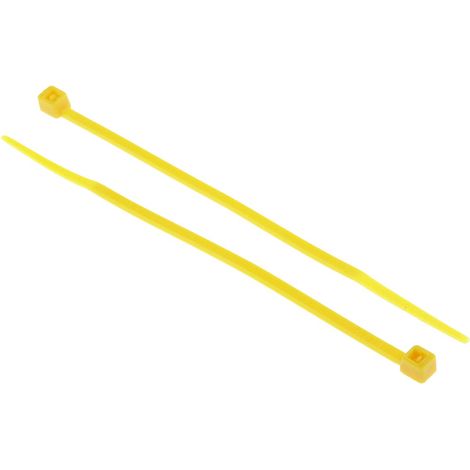 Serre-câble RS PRO Jaune en Nylon 66, 100mm x 2,5 mm ( Prix pour Sachet de 100 )