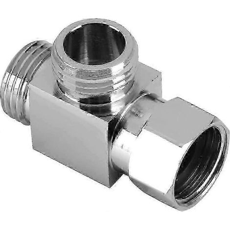 Vanne de dérivation 3 voies en laiton - Adaptateur en T chromé 1/2" pour raccord de tuyau de vanne coudée (1/4)