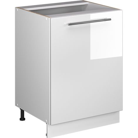 Mobiletto base cucina Fame-Line, Bianco lucido/Bianco, 60 cm 1 anta senza piano di lavoro, Vicco (1/5)