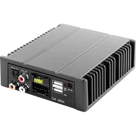 Amplificador de coche DSP, 4 canales a 80W, dimensiones 138 mm x 115 mm x 38 mm, rango de voltaje 9-16V, corriente máxima 25A, codificación de audio estéreo (1/5)