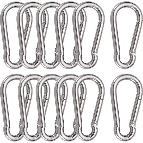 12 Pièces Mousquetons M6 Mousqueton INOX 304 Crochet Mousqueton Boucle à Ressort pour Suspendre Crochet Fixe 60 x 6 mm (1/5)