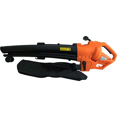 Bricoferr Soffiatore Aspirapolvere A Foglie Alimentato da Un Motore Elettrico Da 3000 W, Sacchetto di Raccolta 35 L Nero e Arancione (1/4)