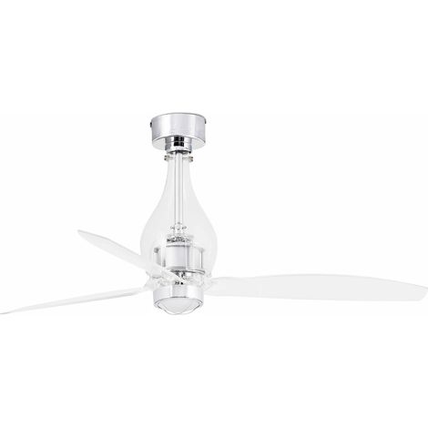 FARO ventilador de techo con 3 palas en cristal diámetro 128 cm consumo 13W luz cálida 3000K materiales duraderos para uso en casa y oficina modelo Mini Eterfan FARO-33382UL18 (1/3)