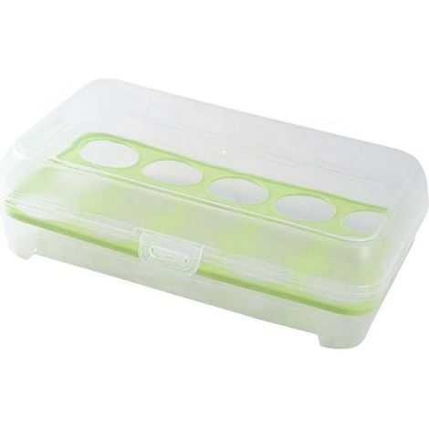Plateau à œufs, porte-œufs grande capacité, boîte de rangement pratique avec couvercle, support à œufs, plat à œufs pour la cuisine, la maison, le garde-manger et les outils de magasinage-Green (1/5)