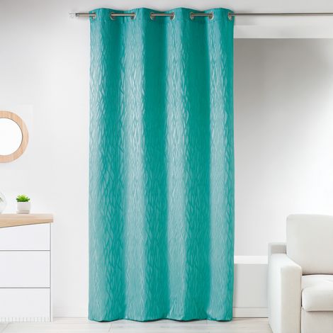Rideau tamisant en jacquard imprimé Bleu azur 135x260 cm