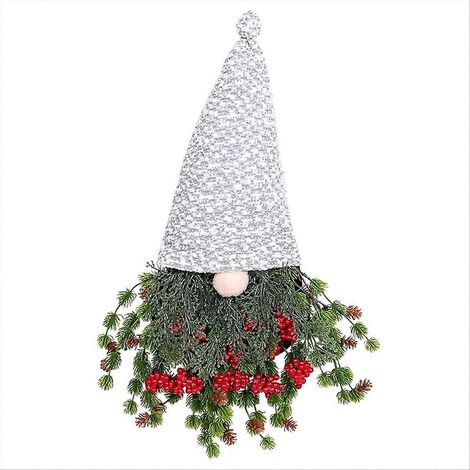 Décoration de fenêtre pour restaurant ou maison : gnome avec couronne de Noël et baies rouges (1/5)