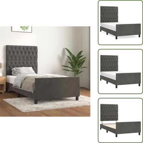 Bettgestell ohne Matratze Dunkelgrau 90x190 cm Samt - Samtbettwäsche - Doppelbett - Boxspringbett - Lattenrost - Hochbett
