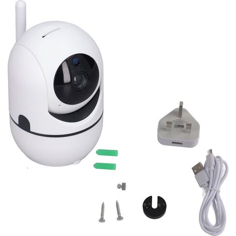 Baby Caméra 360° Panoramique, 65° Vertical, Vision Nocturne 1080P, WiFi Pan-Tilt-Zoom pour Maison, Blanc, 100-240V Prise UK (1/5)
