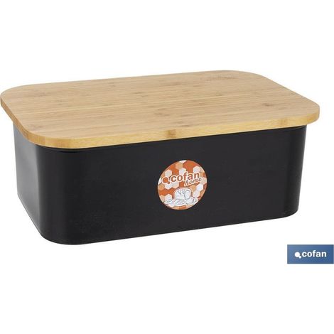 Boîte à pain avec couvercle en bambou, 36 x 24 x 13 cm, capacité de 6,5 litres, design élégant. (1/4)