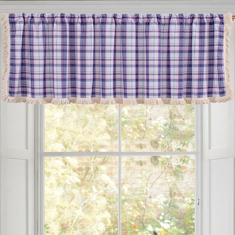 Rideau Frange - 150 x 45 cm - Tissu Coton Lin - Poche Pour Tringle - Pour Fenêtre Cuisine Salle De Bain Sous-Sol - Violet - 1 Pièce (1/5)