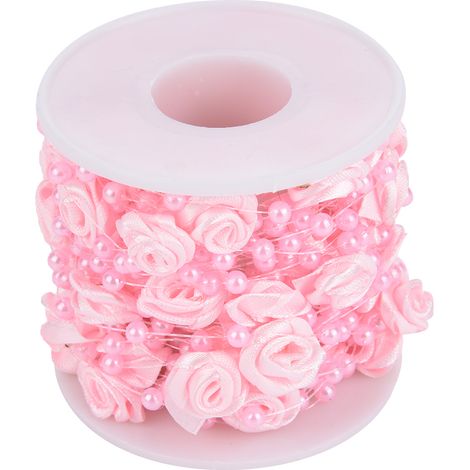 10m/rouleau Guirlande de perles roses artificielles Fil de perles DIY Décoration mariage (rose) (1/5)
