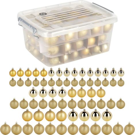 BRUCHSICHERES GOLDENES WEIHNACHTSBAUMKUGEL-SET MIT 70 WEIHNACHTSBAUMDEKORATIONEN