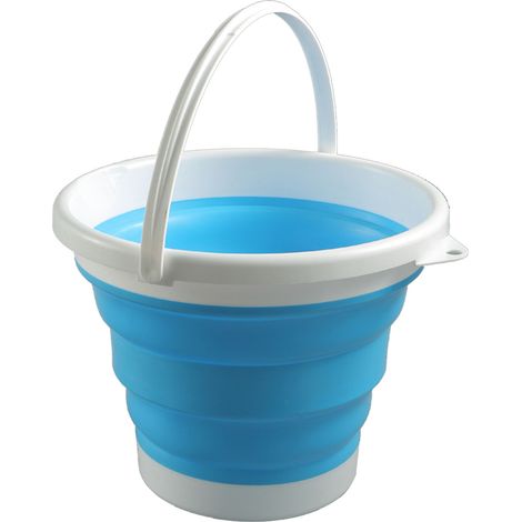 Seau pliable TPR PP 10L portable robuste, seau pliable bleu pour lavage auto extérieur jardin (1/5)