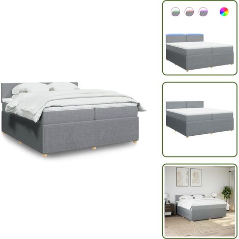 Sommier à lattes de lit avec matelas Gris clair 200x200cm Tissu - Sommier À Lattes De Lit - Sommiers À Lattes De Lit - Lit - Meuble De Chambre À Coucher (1/5)