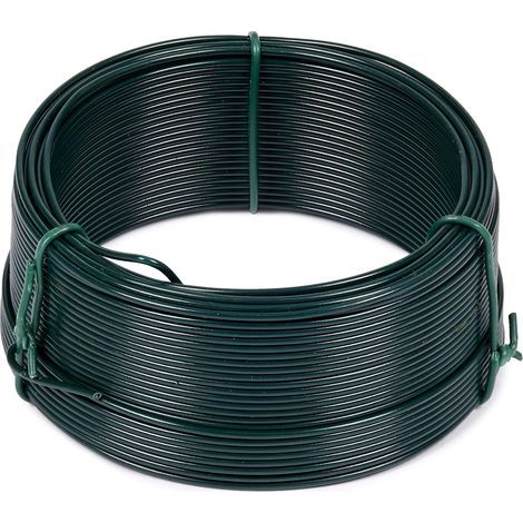 1 - Fil De Liaison - Fil Métallique - Enduit Pvc Vert - Pour Jardinage Et Bricolage - Attache Tuteurs Et Arbustes - Vert - 50M X 1,3Mm
