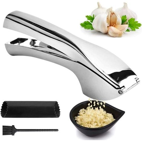 Presse-ail en acier inoxydable, broyeur à ail et gingembre robuste, ustensile de cuisine professionnel facile à utiliser, accessoire maison (1/5)