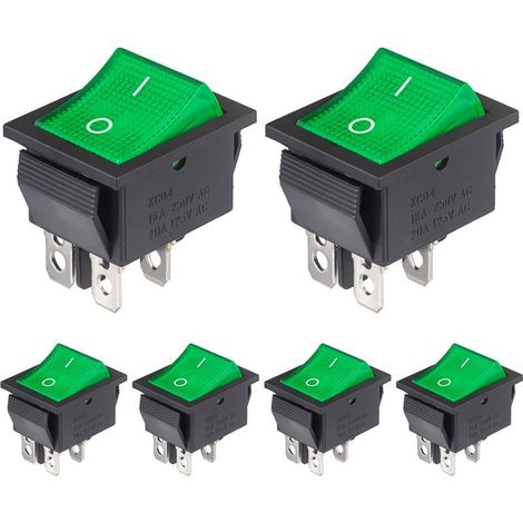 (6 Pezzi) Interruttore commutatore a 4 Pin Interruttori a bilanciere, 2 Posizioni ON/OFF 16A 250VAC 20A 125VAC Luce Verde on Off (1/5)
