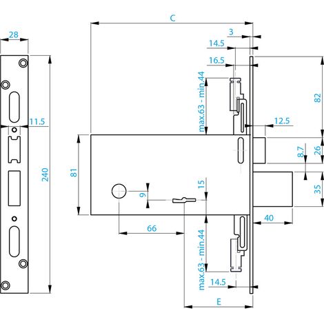 Serratura Doppia Mappa e 90 3 Punti Chiusura Nuova Feb in Acciaio Inox