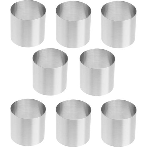 8 Round 50 mm Stainless Steel Baking Circles Reusable Moulds for Mini Cakes Mousse Biscuits and Desserts Easy Release Smooth Edges (1/5)
