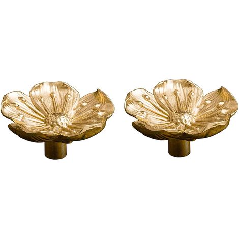 Boutons de meuble en laiton doré à un trou, motif floral vintage (1/5)