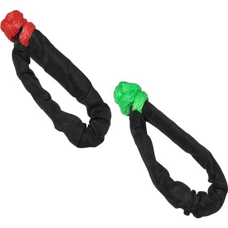 Heavy Duty Soft Shackle Recovery Rope - 8MM X 45CM Red (Towing Synthetic Winch Strap)
