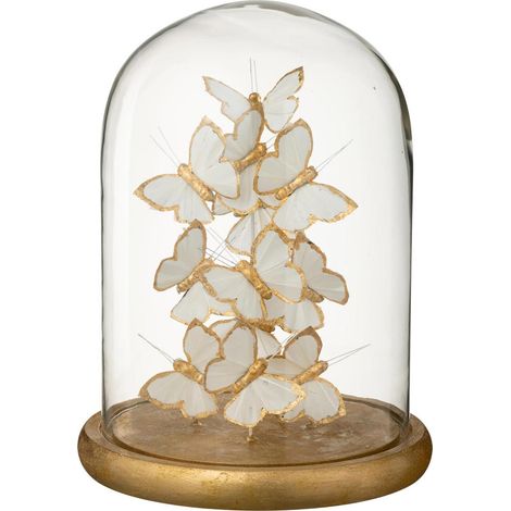 Cloche Déco Papillons en Verre "Nuit" 29cm Blanc (1/2)
