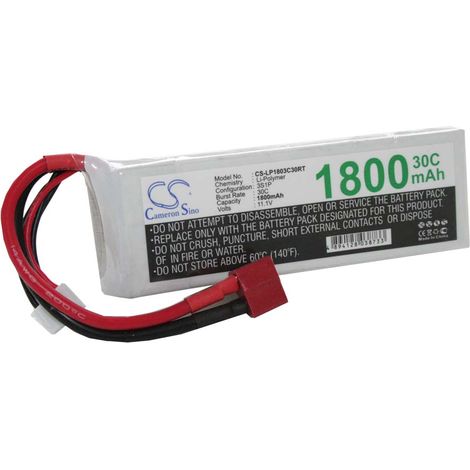 vhbw batteria con T-System AWG14 per modellismo (1800mAh, 11,1V, Li-Poly)